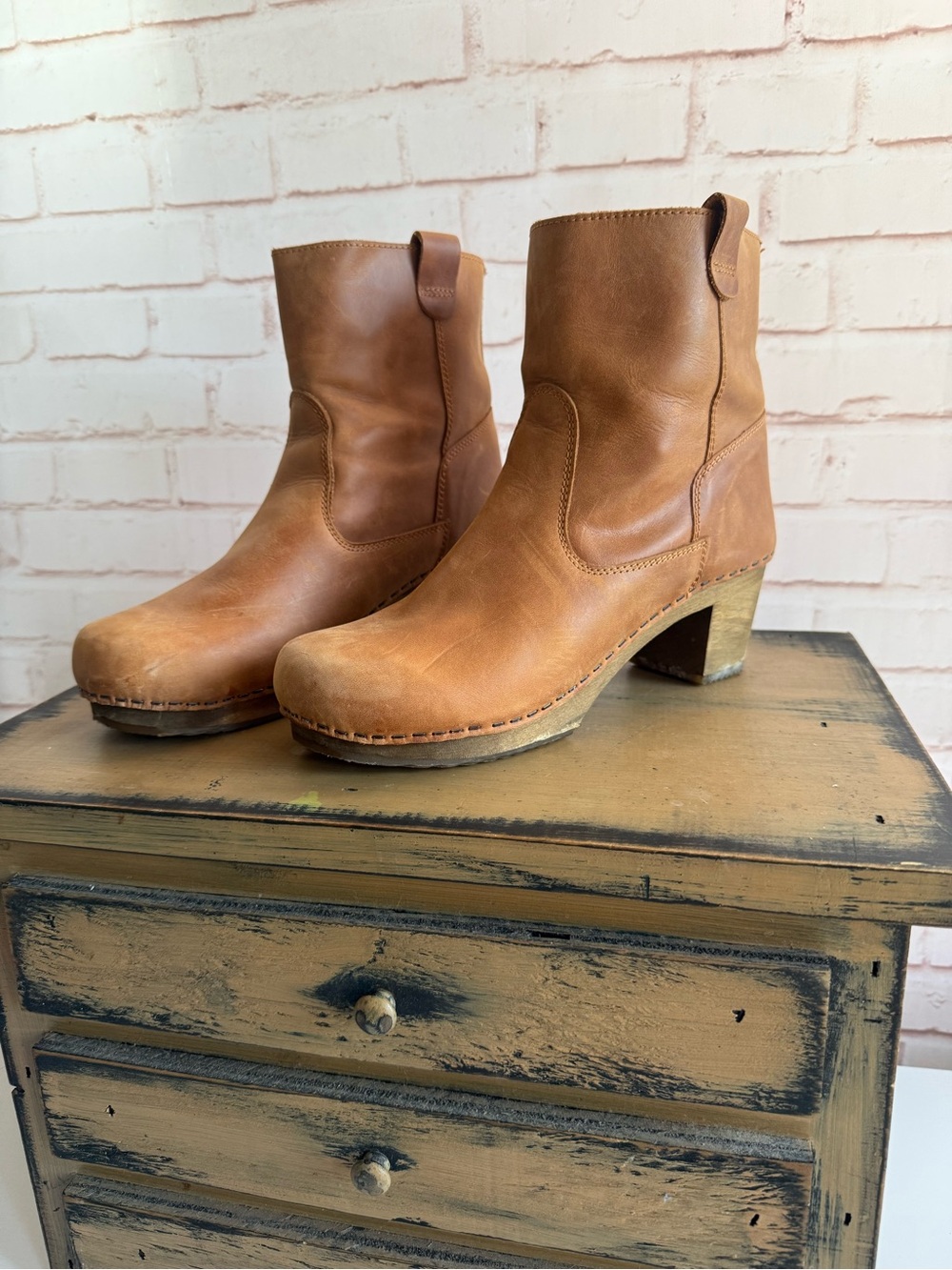 Lotta From Stockholm Tan Leather Clog Booties